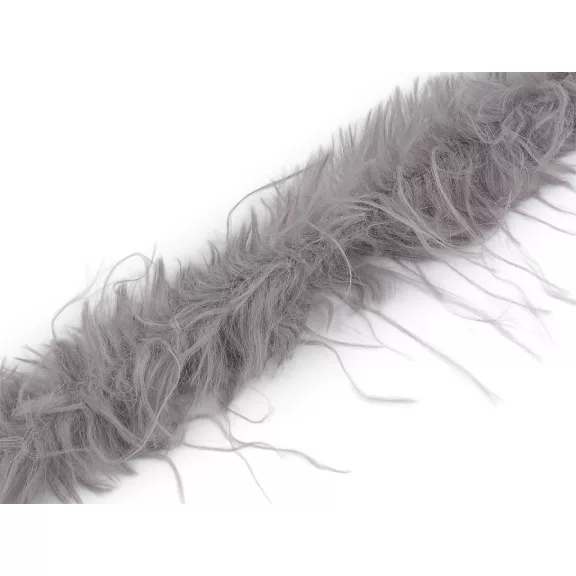 Hosszúszőrű műszőrme szalag bevarrható széles 6 cm - 2 szürke Hosszúszőrű műszőrme szalag bevarrható széles 6 cm - 2 szürke