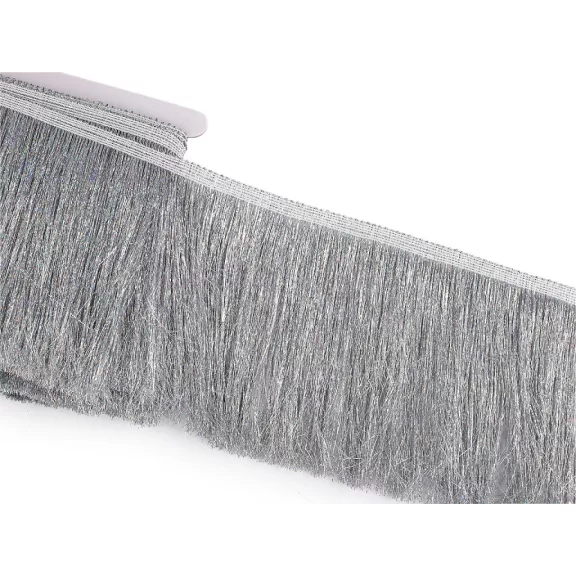 Sűrű metál rojt 15 cm széles - 1 ezüst AB (9 m-es csomagolás) Sűrű metál rojt 15 cm széles - 1 ezüst AB (9 m-es csomagolás)