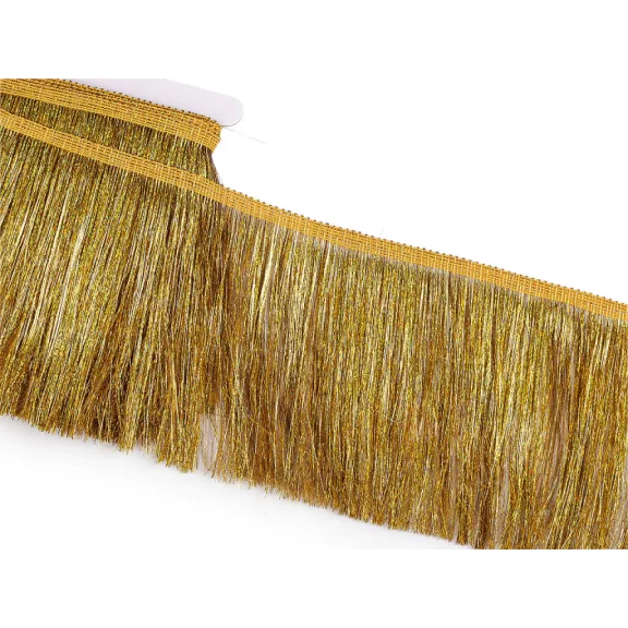 Sűrű metál rojt 15 cm széles - 2 arany AB (9 m-es csomagolás) Sűrű metál rojt 15 cm széles - 2 arany AB (9 m-es csomagolás)