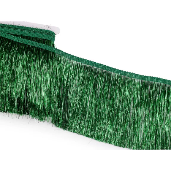Sűrű metál rojt 15 cm széles - 6 zöld (9 m-es csomagolás) Sűrű metál rojt 15 cm széles - 6 zöld (9 m-es csomagolás)