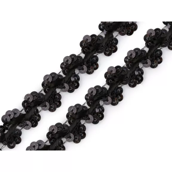 Flitter fonat szélessége 15 mm - 2 fekete (13 m-es csomagolás) Flitter fonat szélessége 15 mm - 2 fekete (13 m-es csomagolás)