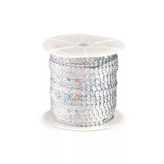 Sima hologramos flitterek, szélesség 6 mm, méterenként - 2 ezüst (90 m-os csomagolás) Sima hologramos flitterek, szélesség 6 mm, méterenként - 2 ezüst (90 m-os csomagolás)