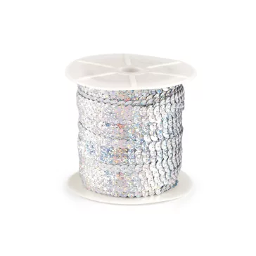   Sima hologramos flitterek, szélesség 6 mm, méterenként - 2 ezüst (180 m-os csomagolás)