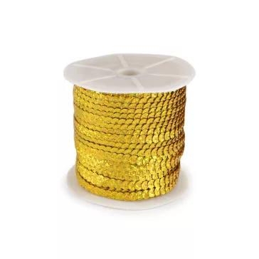   Sima hologramos flitterek, szélesség 6 mm, méterenként - 3 arany (90 m-os csomagolás)