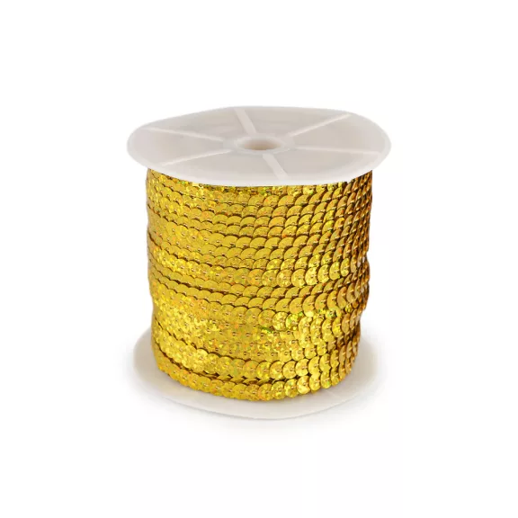 Sima hologramos flitterek, szélesség 6 mm, méterenként - 3 arany (90 m-os csomagolás) Sima hologramos flitterek, szélesség 6 mm, méterenként - 3 arany (90 m-os csomagolás)