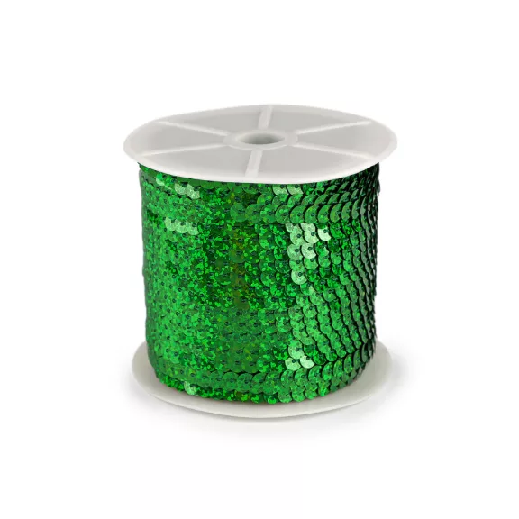 Sima hologramos flitterek, szélesség 6 mm, méterenként - 5 zöld (90 m-os csomagolás) Sima hologramos flitterek, szélesség 6 mm, méterenként - 5 zöld (90 m-os csomagolás)