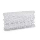 Monofil paszomány virág gyönggyel, szélessége 23 mm - fehér (9 m-os csomagolás)