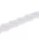 Monofil paszomány virág gyönggyel, szélessége 23 mm - fehér (27 m-os csomagolás)