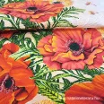   Poppy-patterned waffle fabric, 50cm wide - 0,9 metre last piece