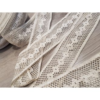 Natúr bézs kevertszálas pamut szalag csipke 54mm-es