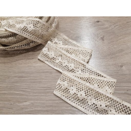 Natúr bézs kevertszálas pamut szalag csipke 54mm-es