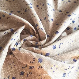 Kék-bézs kereszt szemes mintás vastag pamutvászon