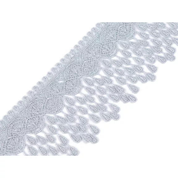 Szellős csipke rojtokkal szélessége 80 mm - 6 galambszürke Szellős csipke rojtokkal szélessége 80 mm - 6 galambszürke