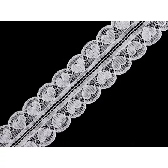 Műszál csipke / betét szív szélessége 30 mm - 1 Off White (18 m-es csomagolás) Műszál csipke / betét szív szélessége 30 mm - 1 Off White (18 m-es csomagolás)