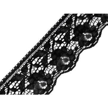   Műszál csipke szalag szélessége 60 mm - 4 (60 mm) fekete 