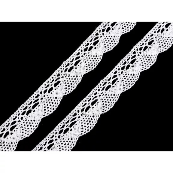 Pamut vertcsipke szélessége 22 mm - 1 fehér (22,5 m-es csomagolás) Pamut vertcsipke szélessége 22 mm - 1 fehér (22,5 m-es csomagolás)