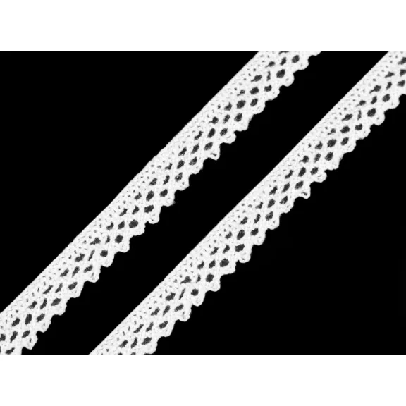 Pamut vertcsipke szélessége 12 mm - 1 fehér (5 m-es csomagolás) Pamut vertcsipke szélessége 12 mm - 1 fehér (5 m-es csomagolás)