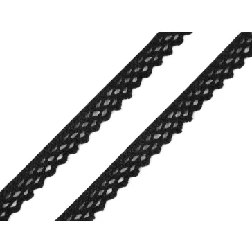   Pamut vertcsipke szélessége 12 mm - 6 fekete (25 m-os csomagolás)