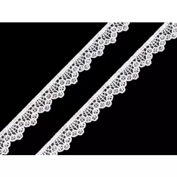   Légcsipke flitterekkel, szélessége 14 mm - Törtfehér (27 m-os csomagolás)