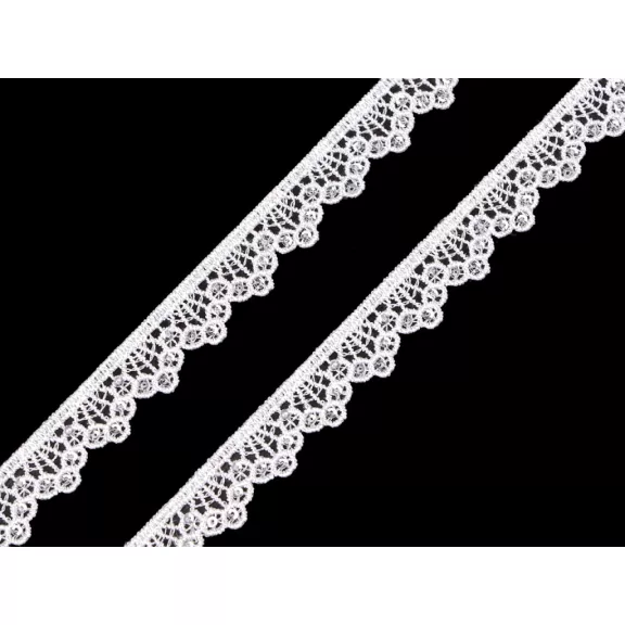 Légcsipke flitterekkel, szélessége 14 mm - Törtfehér (27 m-os csomagolás) Légcsipke flitterekkel, szélessége 14 mm - Törtfehér (27 m-os csomagolás)
