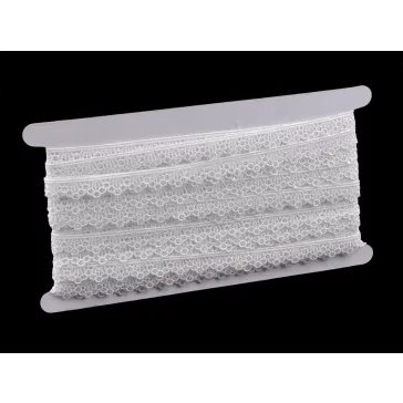   Légcsipke flitterekkel, szélessége 14 mm - Törtfehér (27 m-os csomagolás)