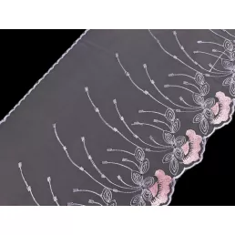 Hímzett csipke műszálas széles 20 cm monofil