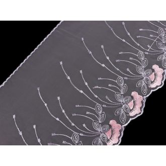 Hímzett csipke műszálas széles 20 cm monofil