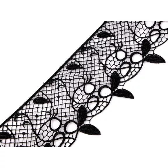 Légcsipke széles 90 mm - 2 fekete (13,5 m-es csomagolás) Légcsipke széles 90 mm - 2 fekete (13,5 m-es csomagolás)