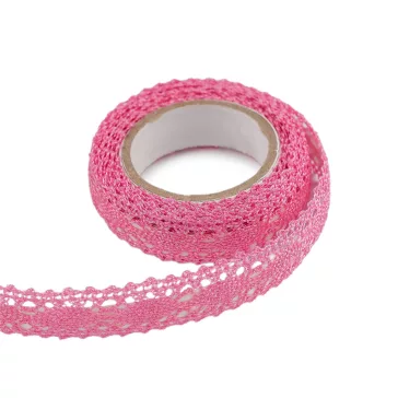   Csipke öntapadós széles 15 mm metalikus - 4 rózsaszín (5 db-os csomagolás)