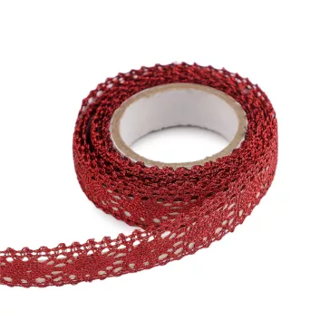   Csipke öntapadós széles 15 mm metalikus - 5 piros (5 db-os csomagolás)