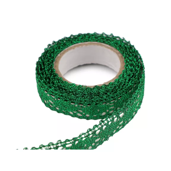 Csipke öntapadós széles 15 mm metalikus - 10 zöld (1 db-os csomagolás) Csipke öntapadós széles 15 mm metalikus - 10 zöld (1 db-os csomagolás)