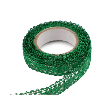   Csipke öntapadós széles 15 mm metalikus - 10 zöld (5 db-os csomagolás)
