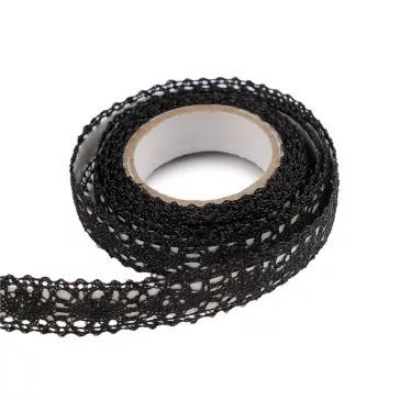   Csipke öntapadós széles 15 mm metalikus - 12 fekete (5 db-os csomagolás)
