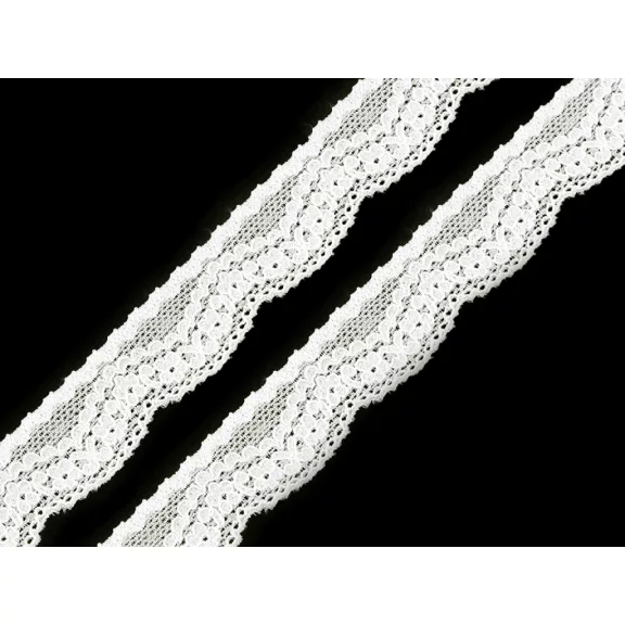 Elasztikus csipke műszálas 25 mm - 2 Off White (25,2 m-es csomagolás) Elasztikus csipke műszálas 25 mm - 2 Off White (25,2 m-es csomagolás)