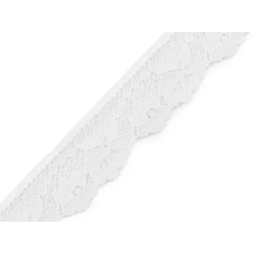   Elasztikus csipke műszálas 28 mm - 1 fehér (25,2 m-es csomagolás)
