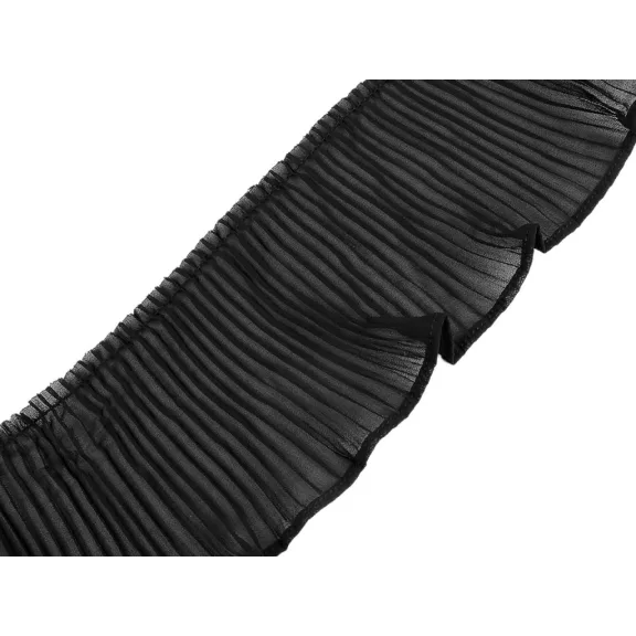 Pliszírozott fodor 10 cm széles - 2 fekete Pliszírozott fodor 10 cm széles - 2 fekete