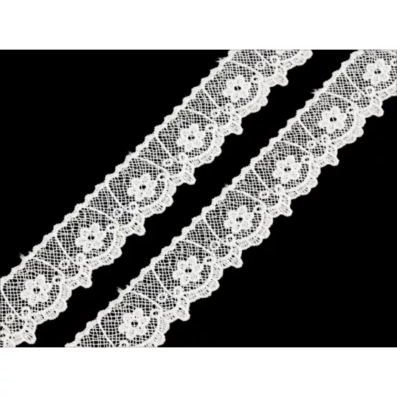 Légcsipke széles 25 mm - Törtfehér (18 m-os csomagolás) Légcsipke széles 25 mm - Törtfehér (18 m-os csomagolás)