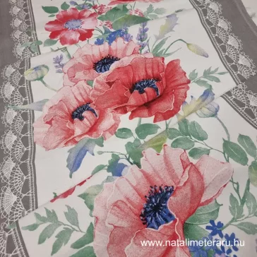 Poppy patterned,50cm wide cotton fabric - 1,35 metre