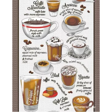 Favourite Coffees 50 cm waffle fabric