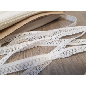 Fehér kevertszálas pamut szalag csipke 10 mm-es