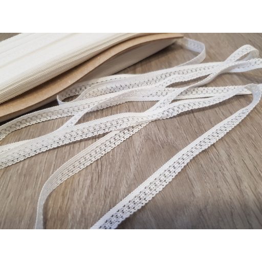 Fehér kevertszálas pamut szalag csipke 10 mm-es