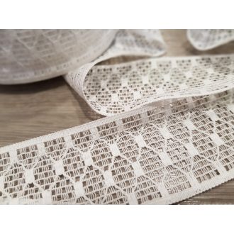 Fehér kevertszálas pamut szalag csipke 55mm-es