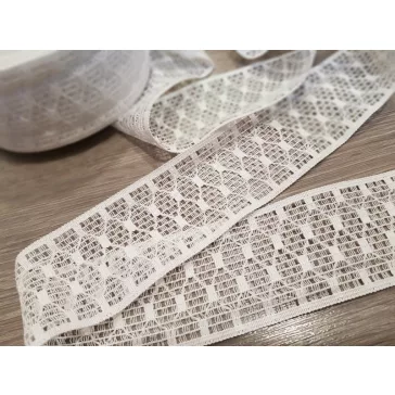 Fehér kevertszálas pamut szalag csipke 55mm-es