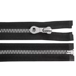 Cápa fogú cipzár vastag 60 cm ezüst-fekete fogak no 8 mm