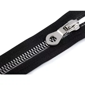   Cápa fogú cipzár vastag 70 cm ezüst-fekete fogak no 8 mm - 322 fekete (10 db-os csomagolás)