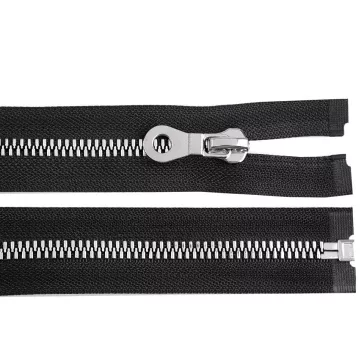   Cápa fogú cipzár vastag 70 cm ezüst-fekete fogak no 8 mm - 322 fekete (25 db-os csomagolás)