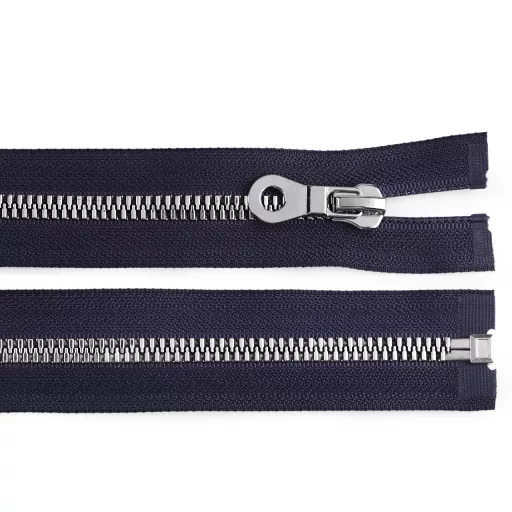 Cápa fogú cipzár vastag 80 cm ezüst-fekete fogak no 8 mm