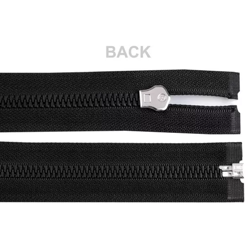 Cápa fogú cipzár vastag 80 cm ezüst-fekete fogak no 8 mm