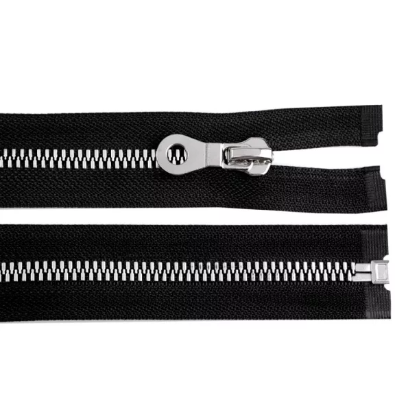 Cápa fogú cipzár vastag 90 cm ezüst-fekete fogak no 8 mm - fekete (1 db-os csomagolás) Cápa fogú cipzár vastag 90 cm ezüst-fekete fogak no 8 mm - fekete (1 db-os csomagolás)