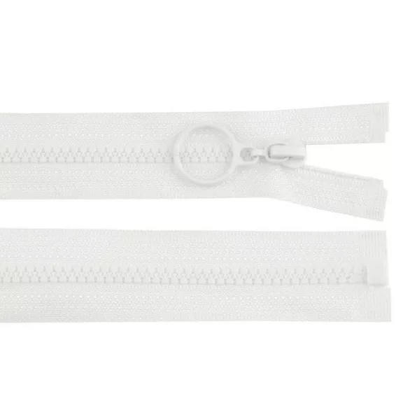 Cápa fogú cipzár vékony bontható No 3 mm cipzár 70 cm hossz. karikával - 101 fehér (1 db-os csomagolás) Cápa fogú cipzár vékony bontható No 3 mm cipzár 70 cm hossz. karikával - 101 fehér (1 db-os csomagolás)